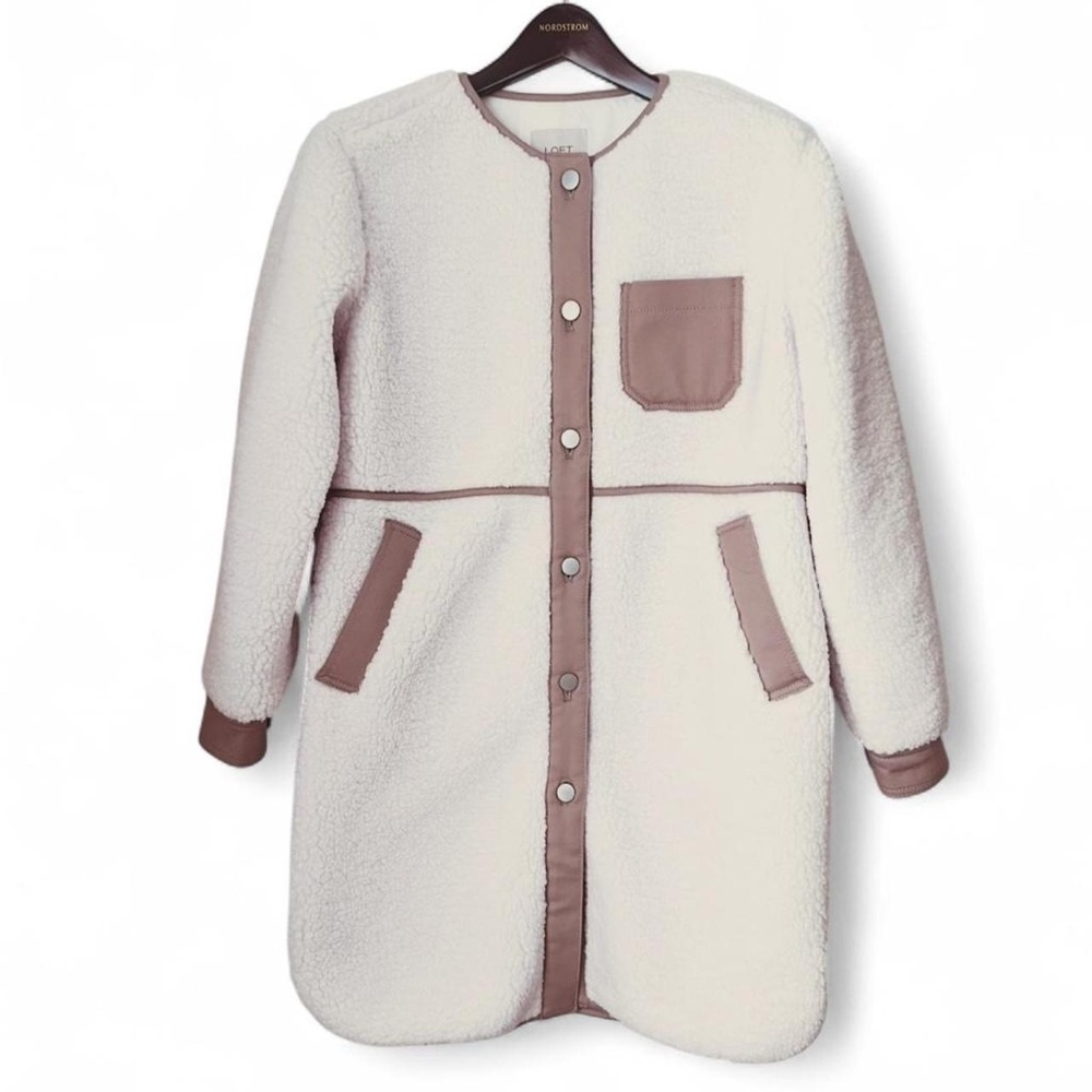 LOFT Fall Sherpa Fleece Lined Cream Coat